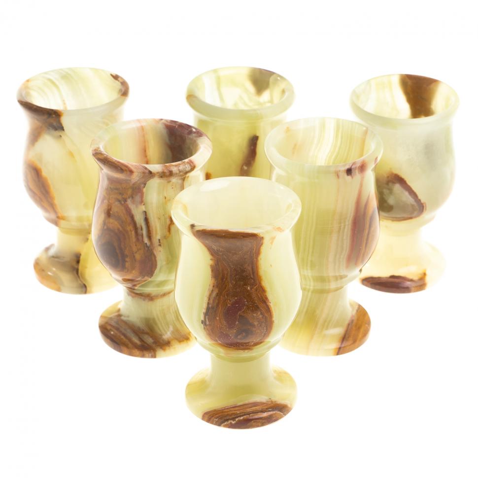 Набор рюмок из оникса в футляре 3,8х7 см (1,5х3) 20 мл 6 шт фото 1 — 