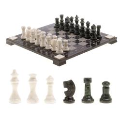 Шахматы с гравировкой &quot;Турнирные&quot; доска 36х36 см белый мрамор, змеевик — 