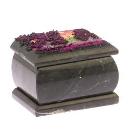 Шкатулка с росписью на крышке &quot;Рассвет&quot; из черного змеевика 8х6х5,5 см — 