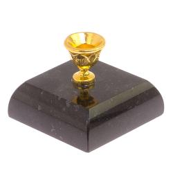Подсвечник церковный из черного змеевика 4,5х4,5х3,5 см — 