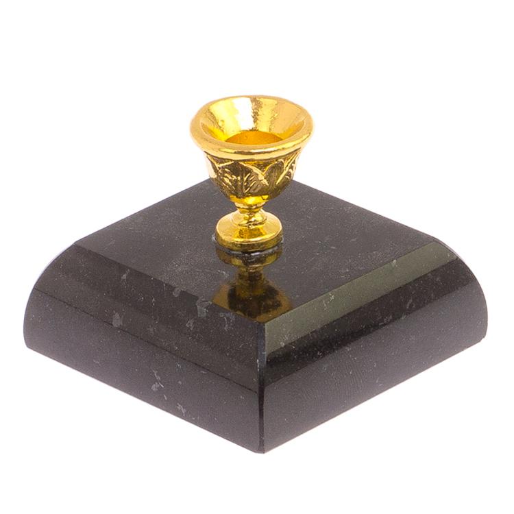 Подсвечник церковный из черного змеевика 4,5х4,5х3,5 см фото 1 — 