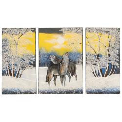 Картина модульная на камне из камня &quot;Волки&quot; 30х50 см — 