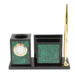 Настольная визитница из малахита 18х7,5х9 см — 