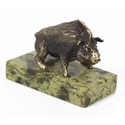 Статуэтка &quot;Кабан&quot; змеевик бронза патина — 