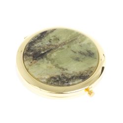 Зеркало круглое из камня желтый апатит цвет золото — 
