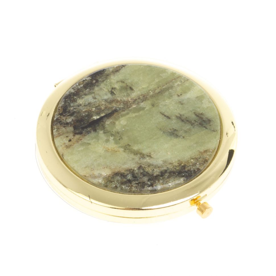 Зеркало круглое из камня желтый апатит цвет золото фото 1 — 
