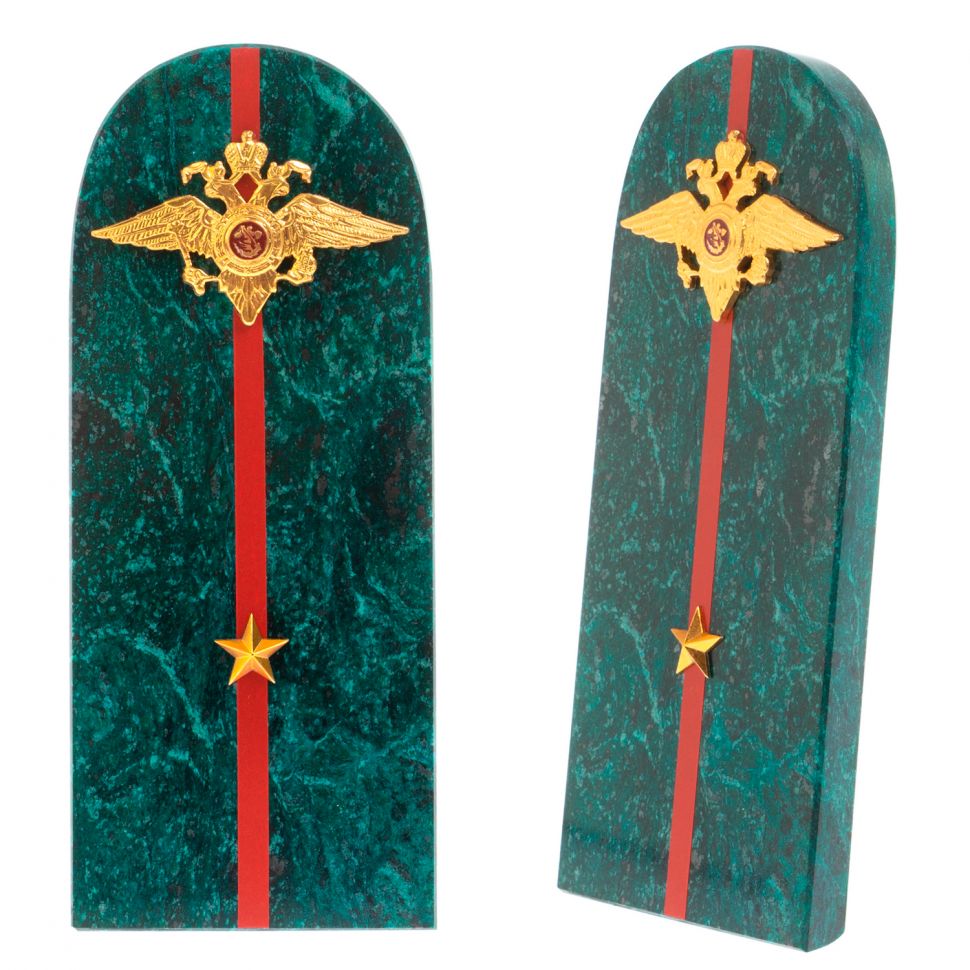 Сувенир "Погон младший лейтенант МВД" камень змеевик фото 1 — 