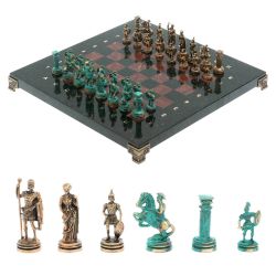 Шахматы &quot;Римские воины&quot; фигуры бронза / патина 28х28 см из лемезита — 