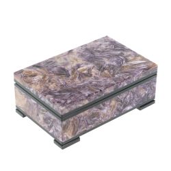 Шкатулка из камня чароит экстра с иризацией 11х7х4,5 см — 