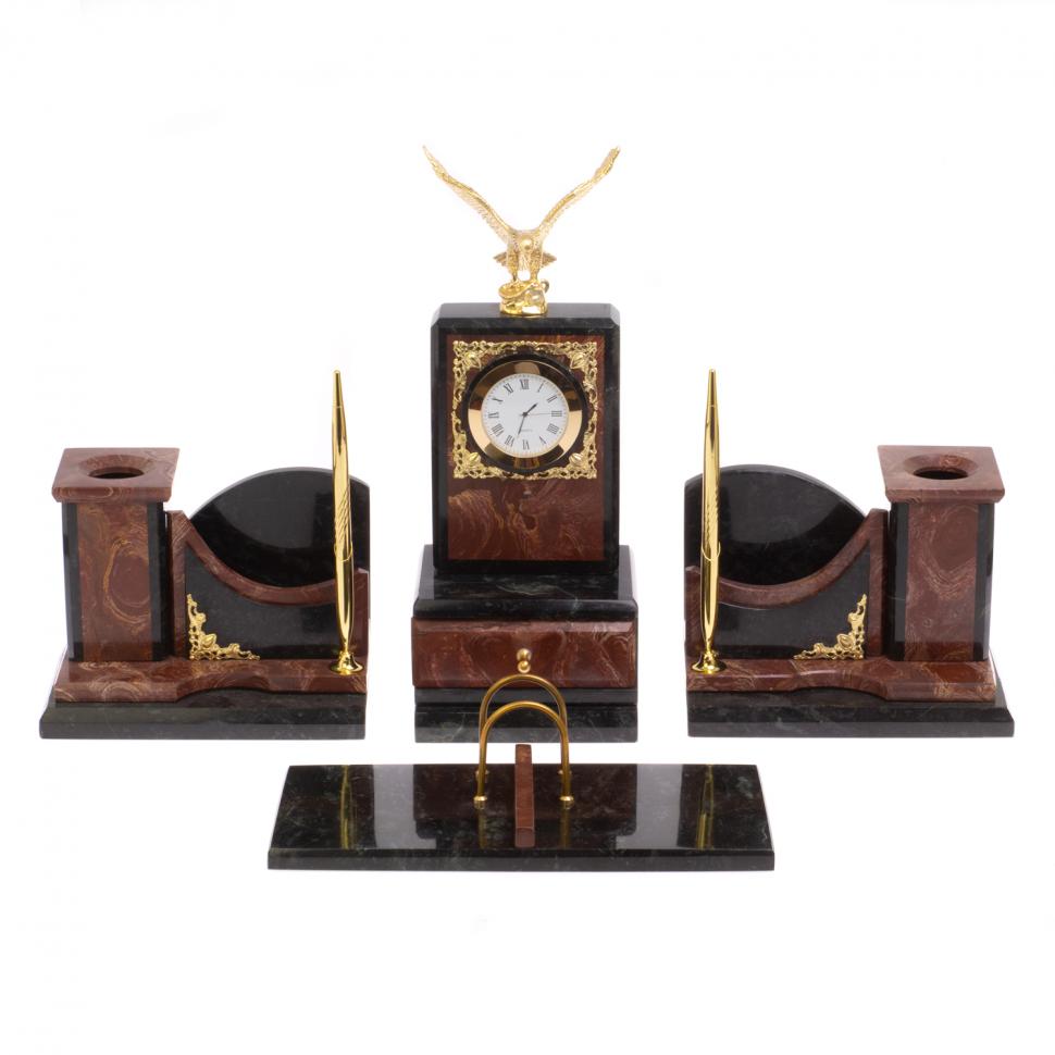 Настольный прибор "Горный орел" камень лемезит змеевик фото 1 — 