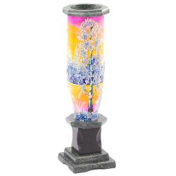 Ваза из камня &quot;Зимний пейзаж&quot; рисунок из каменной крошки 8х8х25 см — 