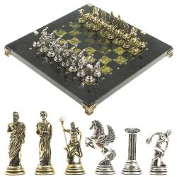 Шахматы &quot;Олимпийские игры&quot; доска 28х28 см из камня змеевик — 