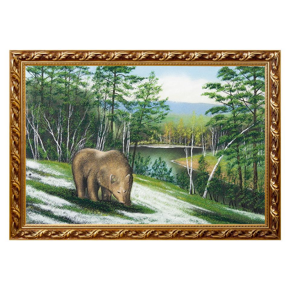 Картина "Медведь" багет 46х66 см, каменная крошка фото 1 — 