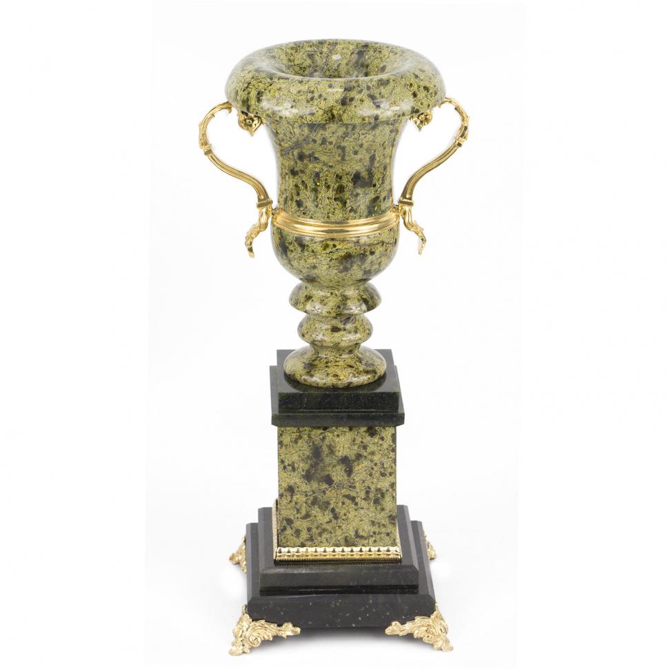 Ваза из камня змеевик "Медичи" с декором из бронзы фото 1 — 