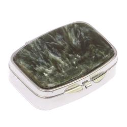 Таблетница на 2 отделения камень серафинит цвет серебро — 