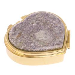 Таблетница &quot;Сердце&quot; на 3 отделения камень лепидолит золото — 