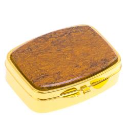 Таблетница на 2 отделения камень змеиная яшма цвет золото — 