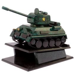 Сувенир из камня змеевик &quot;Танк Т-34&quot; на постаменте — 
