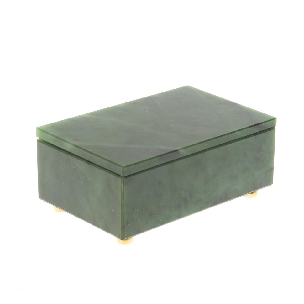 Шкатулка из нефрита на бронзовых ножках 11х7х4,8 см фото 1 — 