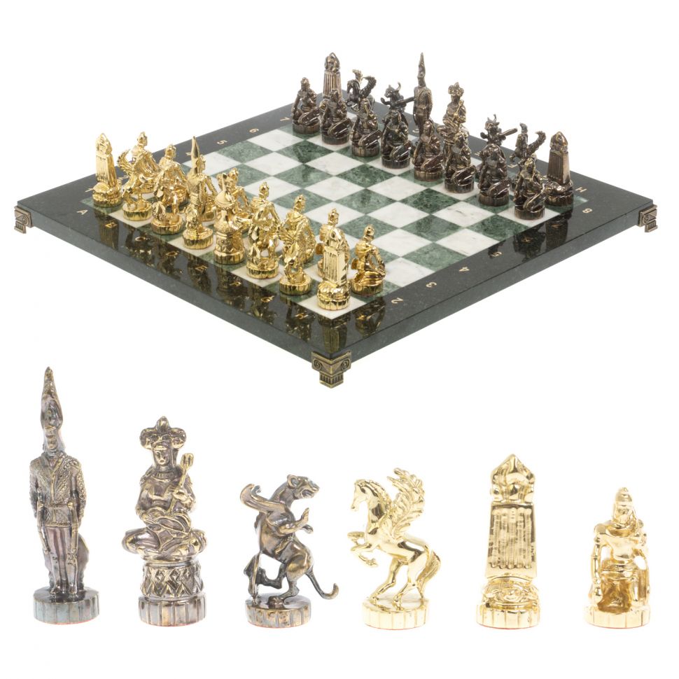 Шахматы "Шахерезада" доска 40х40 см мрамор шабровский змеевик фото 1 — 