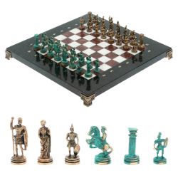 Шахматы &quot;Римские воины&quot; фигуры бронза / патина 28х28 см из мрамора и лемезита — 