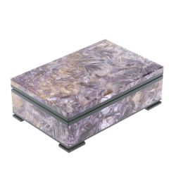 Шкатулка из камня чароит экстра с иризацией 12х8х4 см — 