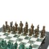 Шахматы "Александр Македонский" фигуры бронза / патина мрамор змеевик 36х36 см фото 3 — 