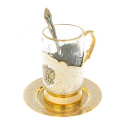 Чайная пара &quot;Герб России&quot; с чернением 260 мл Златоуст — 