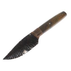 Нож из обсидиана и зеленой яшмы 26х4х2,5 см — 