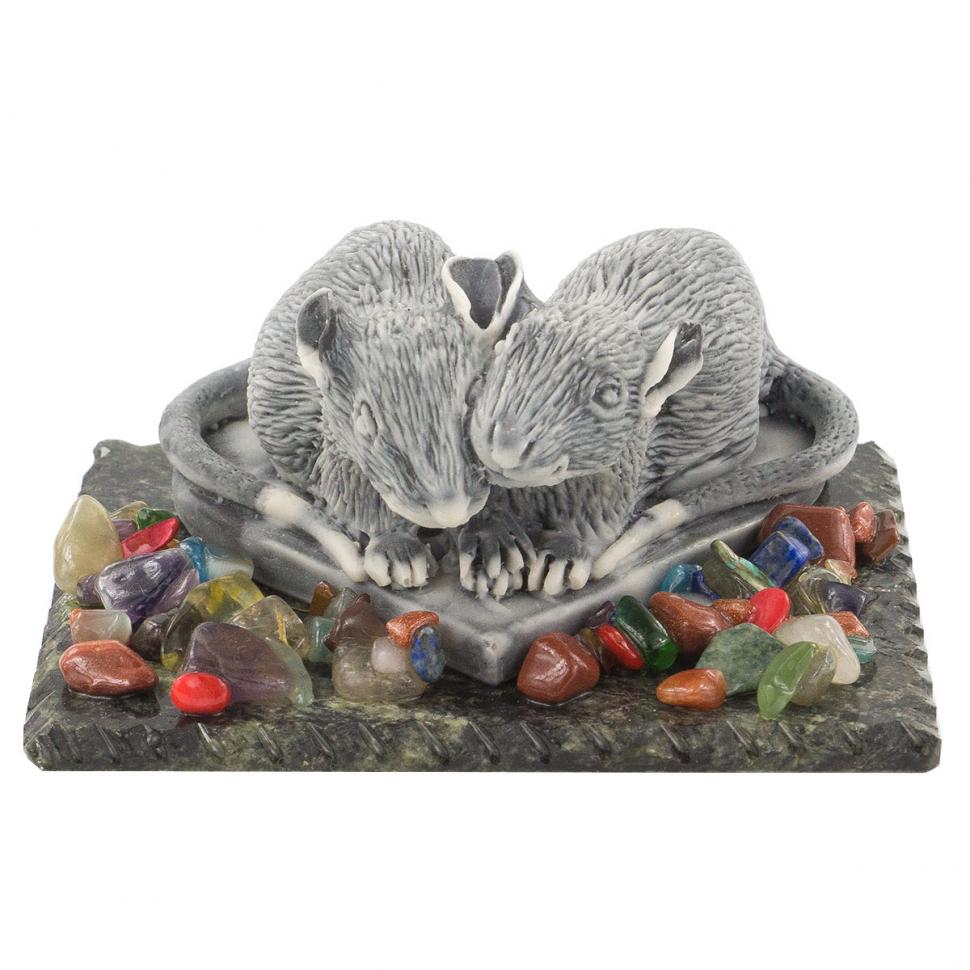 Сувенир "Влюбленная пара крыс"из мрамолита фото 1 — 