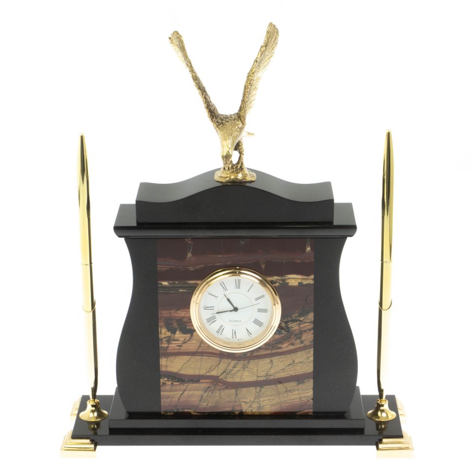 Часы настольные "Орел" из яшмы фото 1 — 