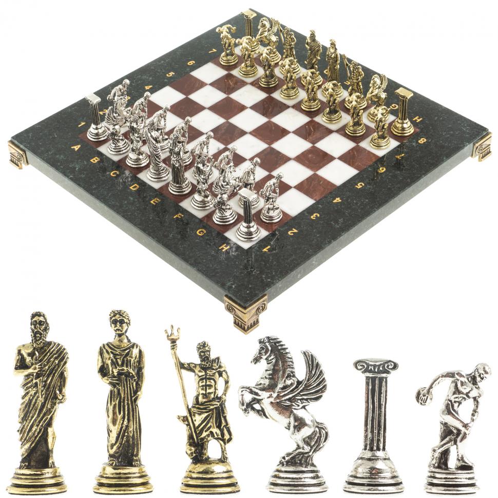 Шахматы "Олимпийские игры" доска 28х28 см лемезит мрамор фото 1 — 