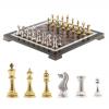 Шахматы из камня "Стаунтон" доска 40х40 см лемезит фигуры металл фото 1 — 