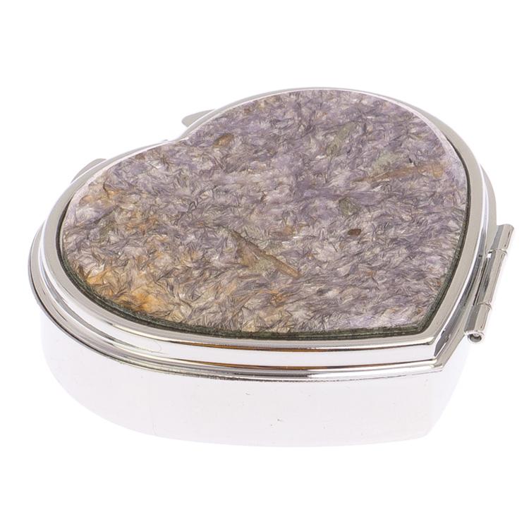 Таблетница "Сердце" на 3 отделения лепидолит цвет серебро фото 1 — 