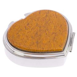 Таблетница &quot;Сердце&quot; на 3 отделения камень змеиная яшма цвет серебро — 