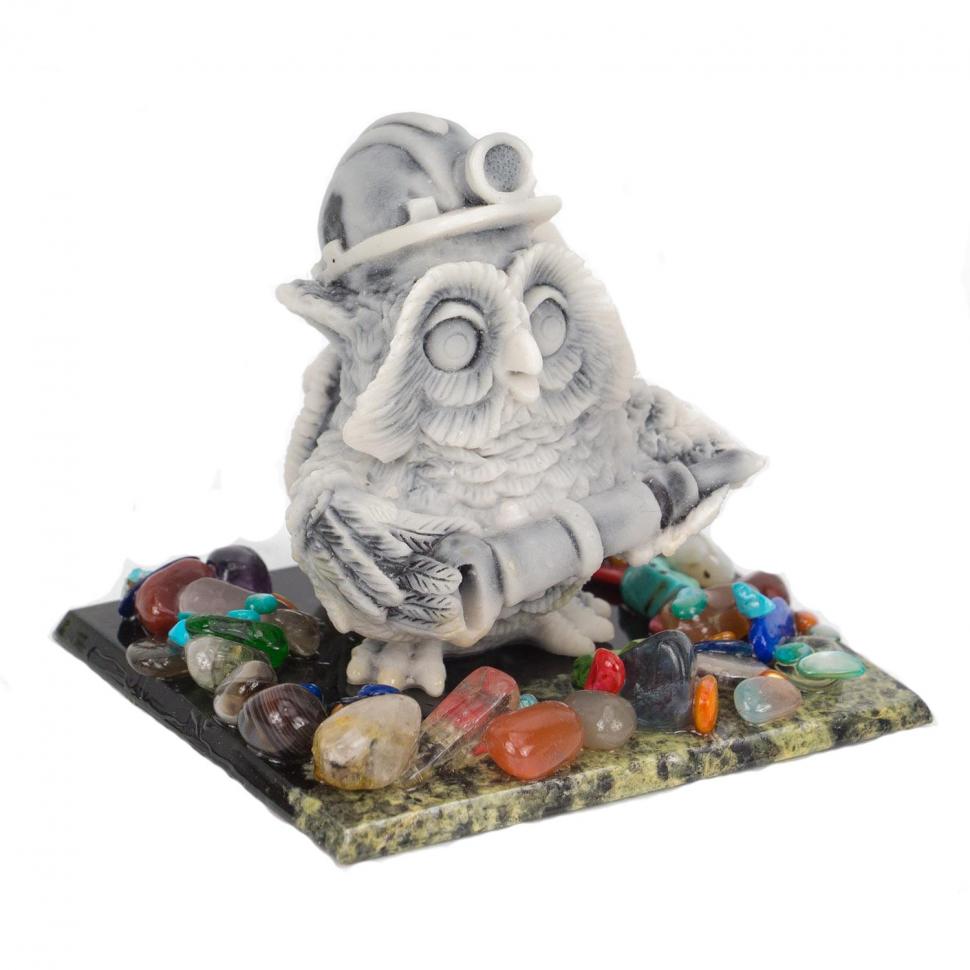 Сувенир "Филин шахтер" из мрамолита фото 1 — 