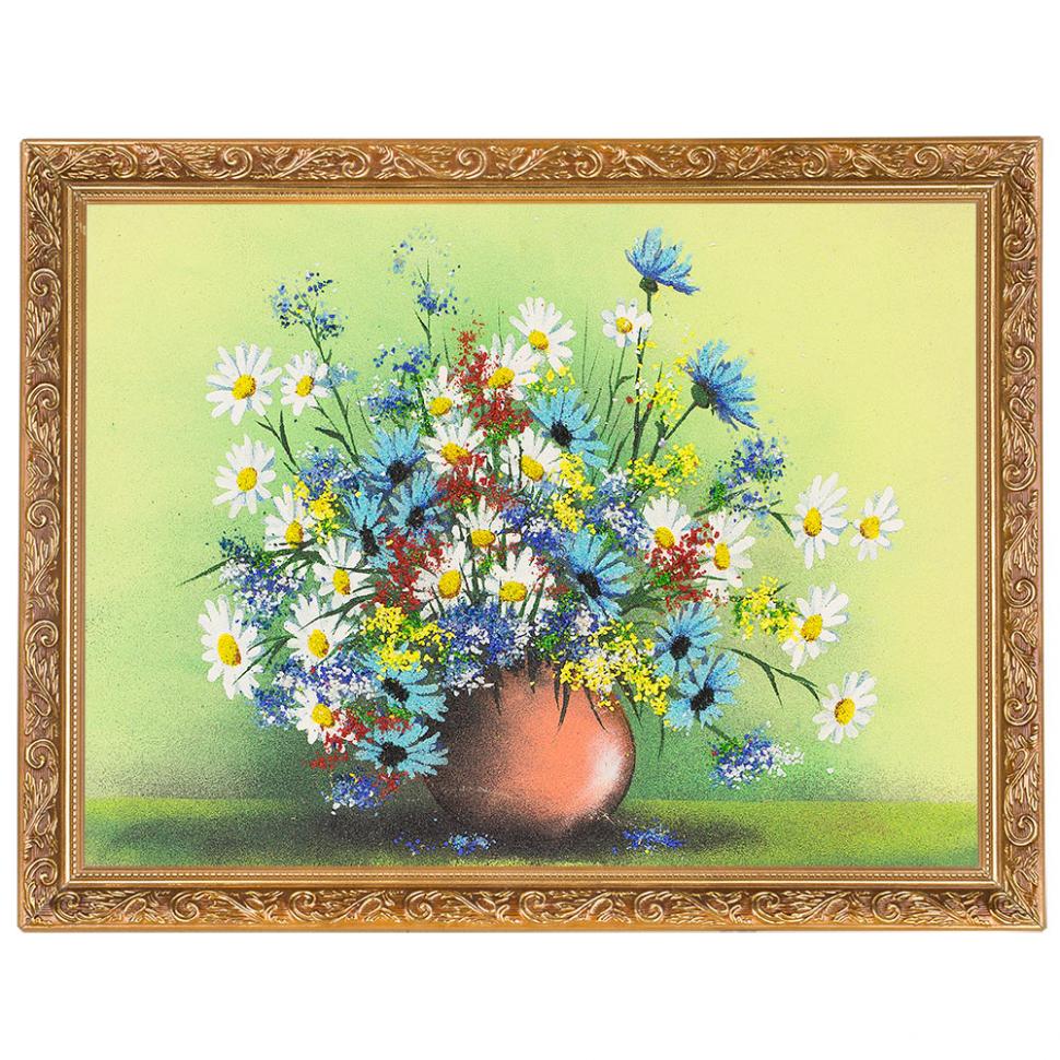 Картина "Натюрморт полевые цветы" багет 36х46 см, каменная крошка фото 1 — 