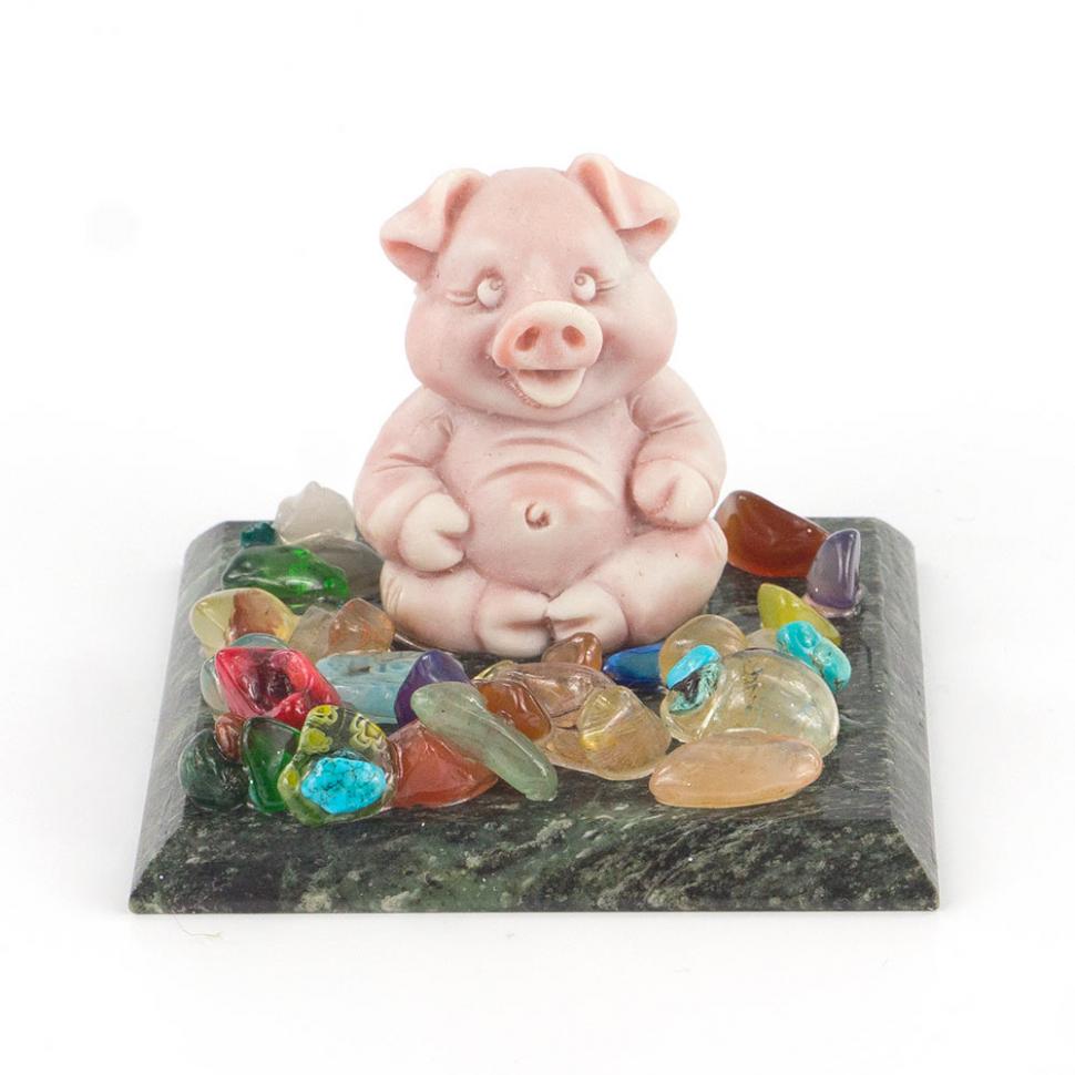 Сувенир из мрамолита "Поросенок сидит" фото 1 — 