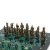 Шахматы "Александр Макендонский" фигуры бронза / патина 36х36х см змеевик фото 3 — 