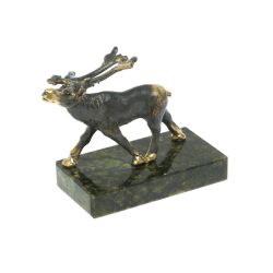 Статуэтка &quot;Олень шагает&quot; бронза змеевик — 