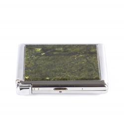 Сувенирный портсигар 20 сигарет с зажигалкой камень змеевик темный — 