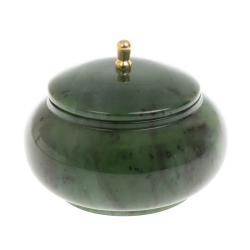 Шкатулка круглая из нефрита 10х10х8 см — 