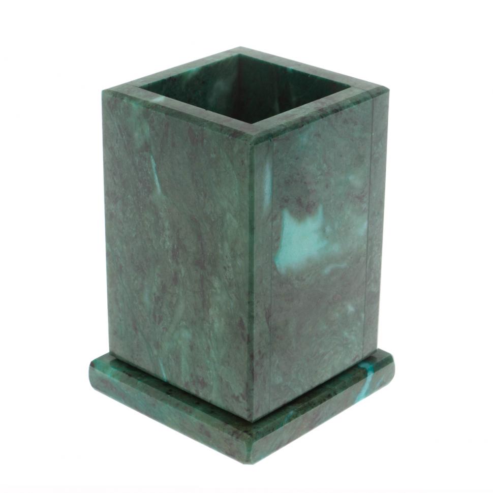 Карандашница из змеевика 8х8х11,5 см фото 1 — 