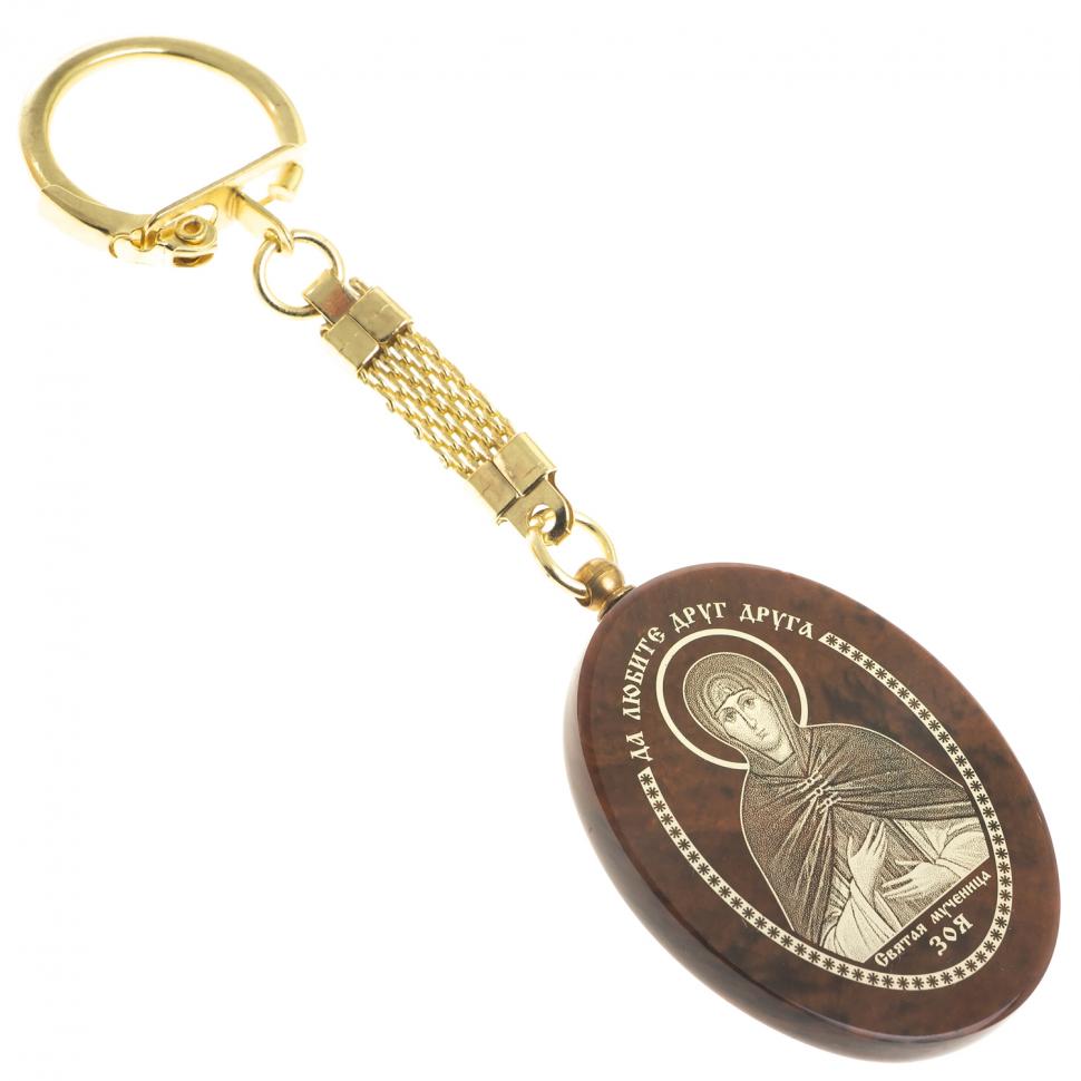 Брелок-оберег с молитвой "Святая Зоя" камень обсидиан фото 1 — 