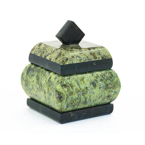 Шкатулка для украшений змеевик 6х6х8 см фото 1 — 