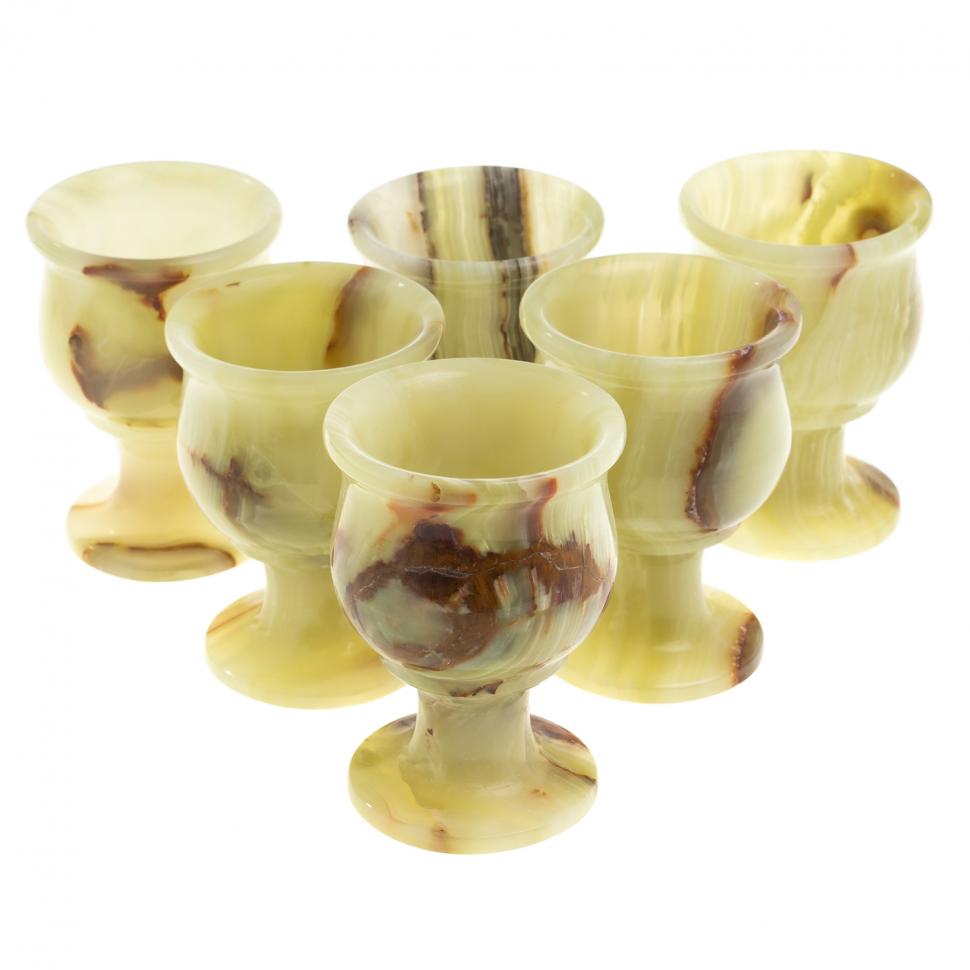 Набор рюмок "Тюльпан" 40 мл из оникса 6шт 5х7см в футляре (2х3) фото 1 — 