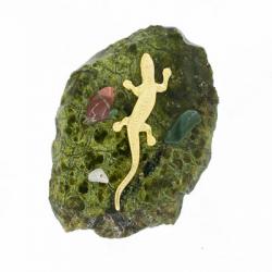 Магнит с ящерицей камень змеевик — 