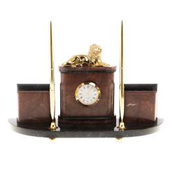 Письменный набор с визитницами &quot;Лев&quot; камень лемезит — 