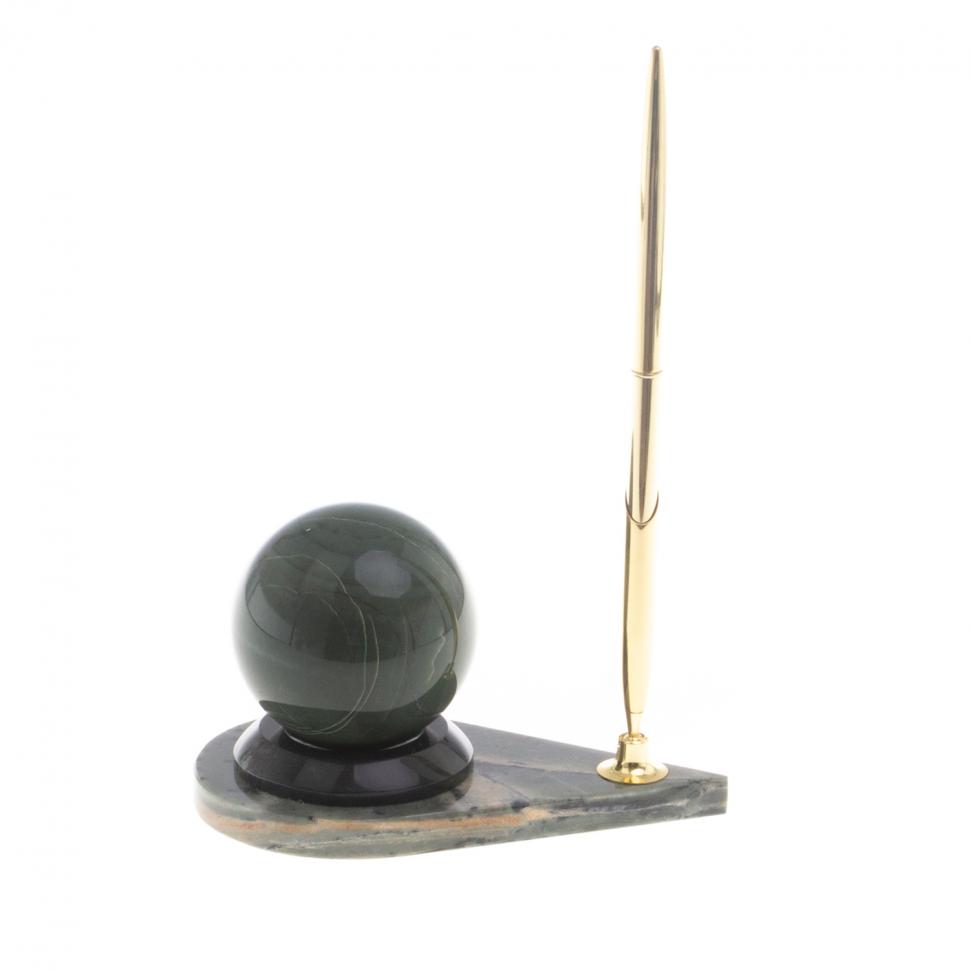 Подставка под ручку с шаром "Антистресс" камень офиокальцит фото 1 — 