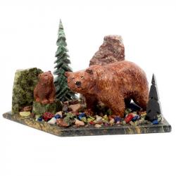 Сувенир &quot;Медведица с медвежонком&quot; из змеевика — 